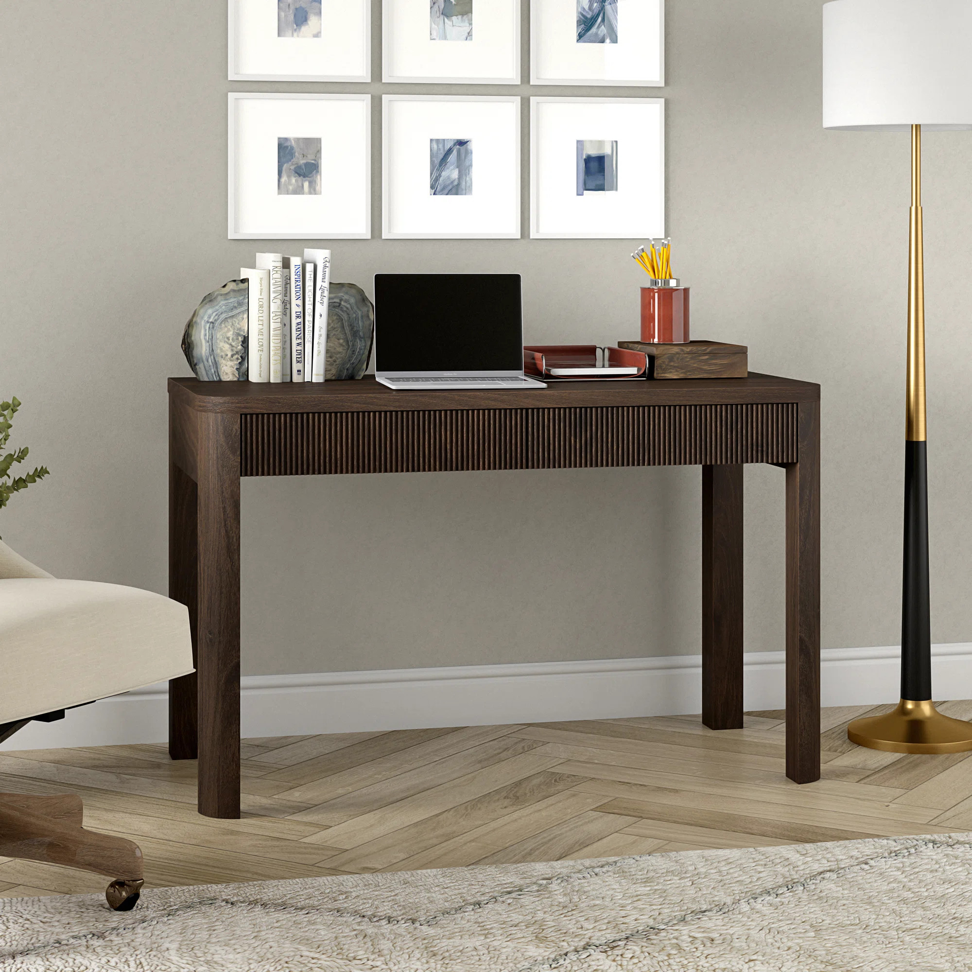Gardeina 48'' Wide Rectangular Desk in Alder Brown | Wayfair North America