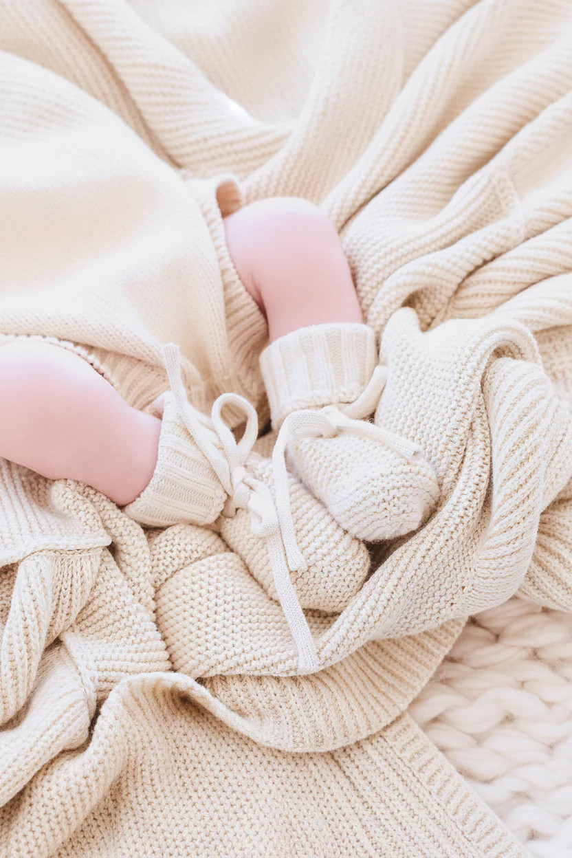 Knit Baby Booties | Sand | Caden Lane