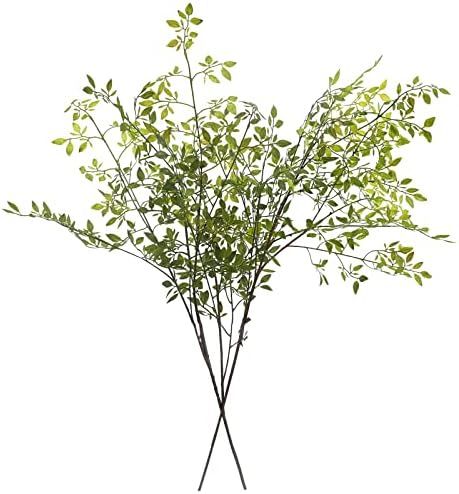 PRTECY 3Pcs Artificial Plant Leaves Bunches 41.7 Inch Nandina Artificial Greenery Stems Plants Br... | Amazon (US)