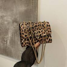 Mini Retro Leopard Print Mini Square Shoulder Bag With Double Chain Strap - Adjustable Messenger Bag For Women's Daily Use, Trendy Lepard Print Cheeta | SHEIN