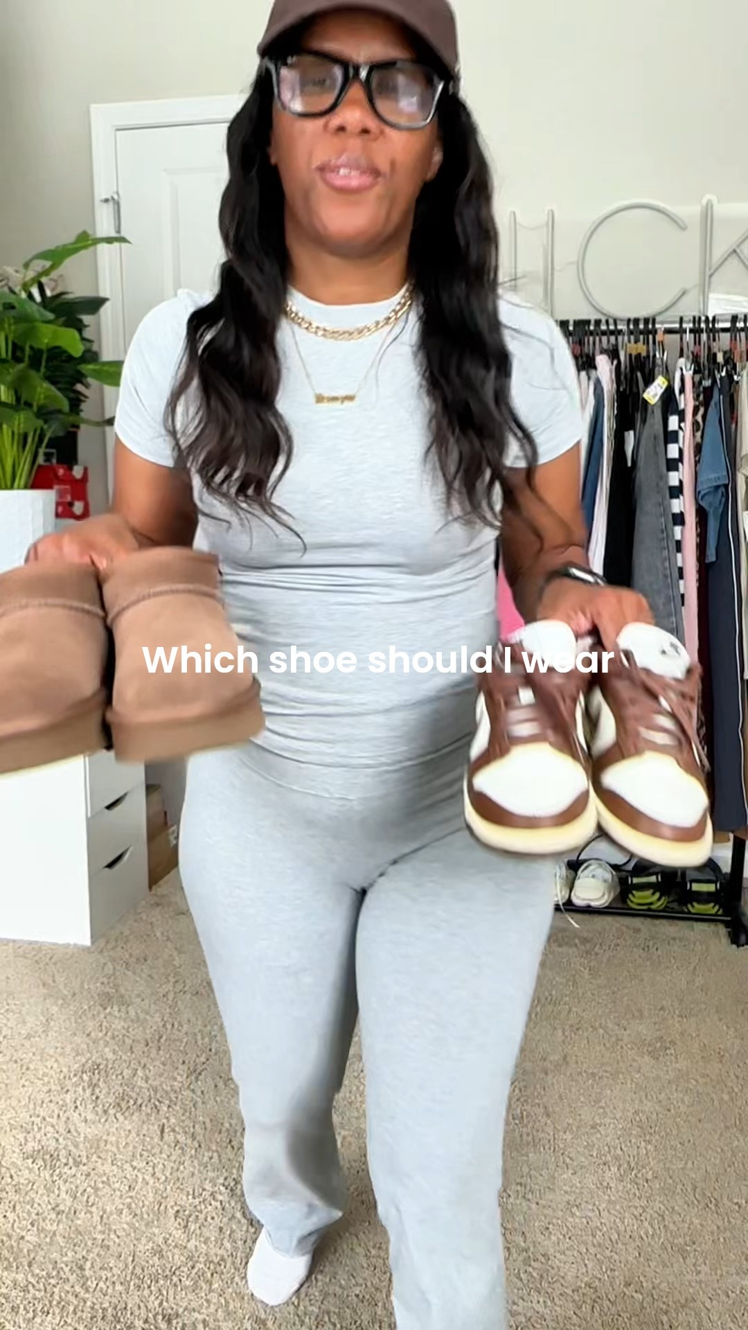 Which shoe should I wear with this grey matching set 

#LTKOver40 #LTKPetite #LTKootd