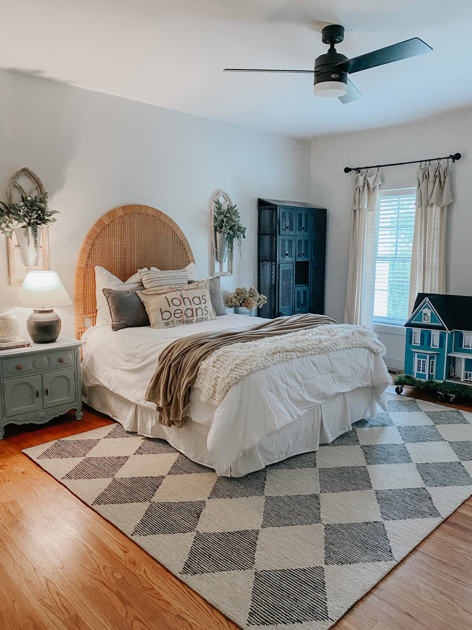 Beautiful 100% wool area rug, Chris love Julia Loloi rugs, victorian farmhouse dollhouse, vintage lockers, French providential nightstand, faux greenery, rattan headboard, Target urn lamp with shade Target, amazon, wayfair, Walmart,

#LTKhome #LTKSale #LTKunder100