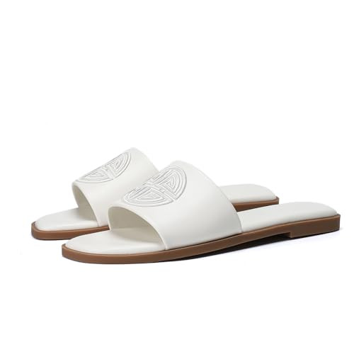 Stratuxx Kaze Womens Flat Sandals Dressy Summer Slide with Memory Foam Comfortable Cute Leather B... | Amazon (US)