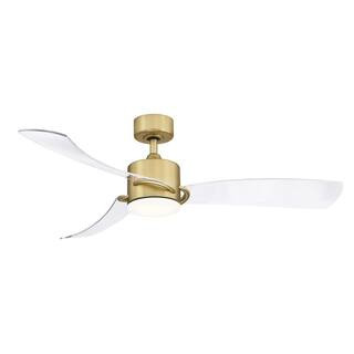 SculptAire 52 in. Integrated LED Brushed Satin Brass Ceiling Fan with Light Kit and Remote Contro... | The Home Depot