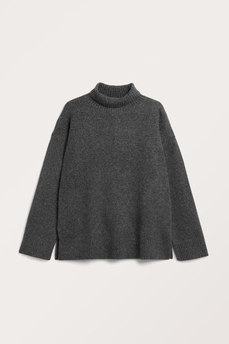 Oversized long sleeve turtleneck sweater - Dark grey - Ladies | H&M GB | H&M (UK, MY, IN, SG, PH, TW, HK)