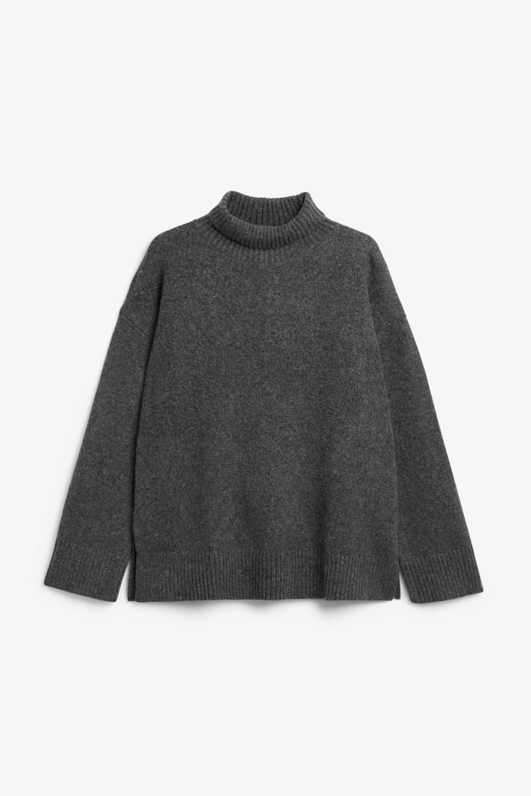 Oversized long sleeve turtleneck sweater - Dark grey - Ladies | H&M GB | H&M (UK, MY, IN, SG, PH, TW, HK)