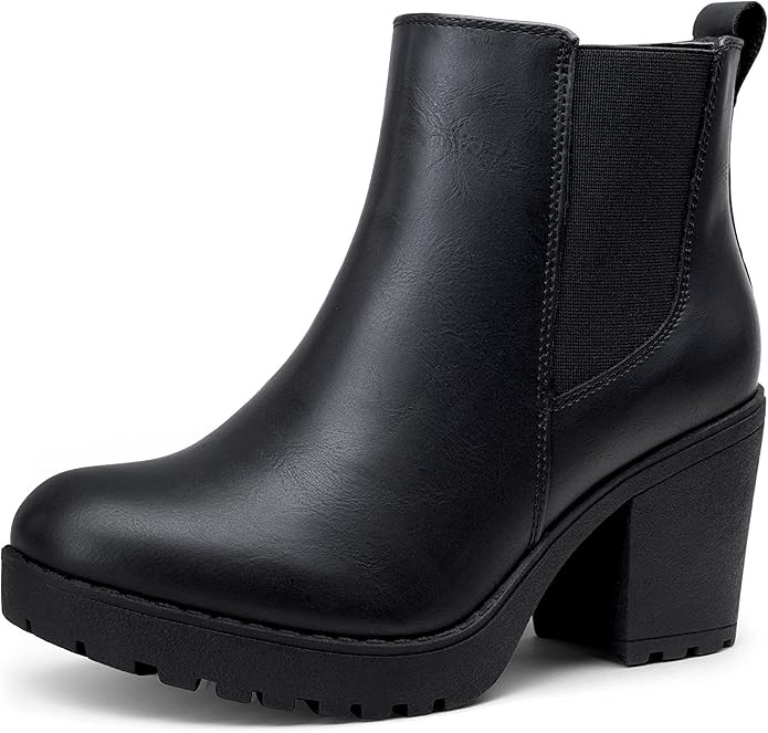 Vepose Women's Fashion Ankle Boots Chunky Low Heels Platform Chelsea Booties for Women | Amazon (US)