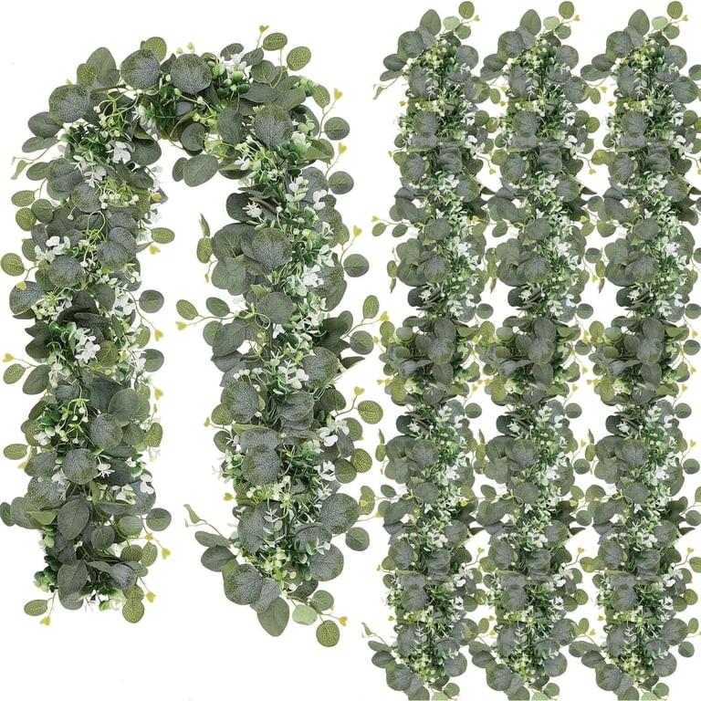 simeccom 3 Packs Artificial Eucalyptus Garland with Flowers, 5.9ft Faux Greenery Garland Vines fo... | Walmart (US)