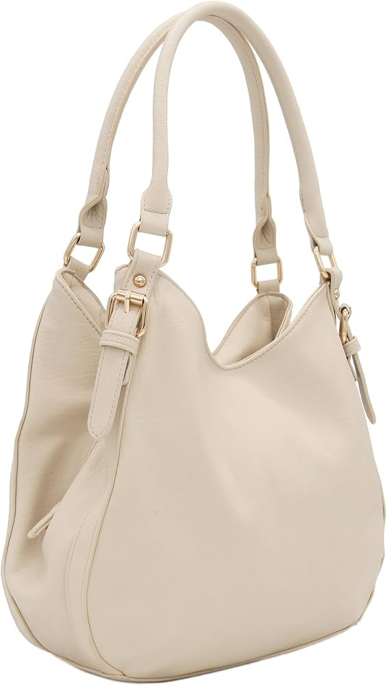 Lightweight 3 Compartment Faux Leather Medium Hobo Bag | Amazon (US)