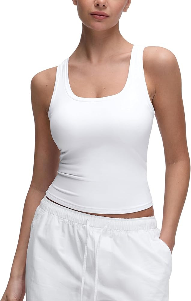 CRZ YOGA Softembrace Casual Tops for Women Soft Double Lined Scoop Neck Crop Sleeveless Shirts Basic Going Out Tanks | Amazon (CA)