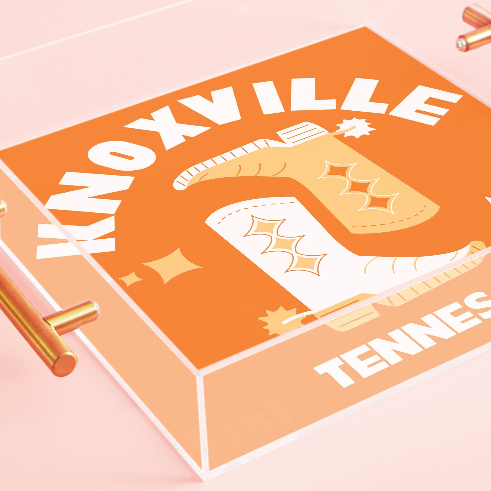 Large Acrylic Tray with Gold Handles | Kickoff Collegiate Collection - Knoxville, Tennessee (Vols... | Etsy (US)