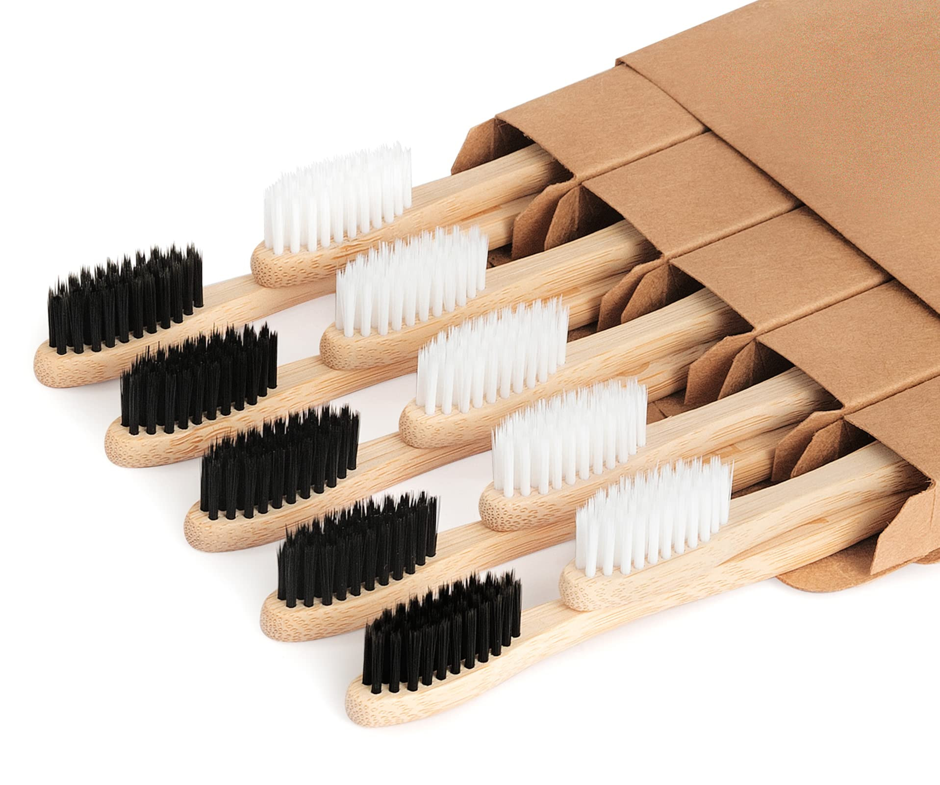 Biodegradable Bamboo Toothbrushes, 10 Piece BPA Free Soft Bristles Toothbrushes, Natural, Eco-Fri... | Amazon (US)
