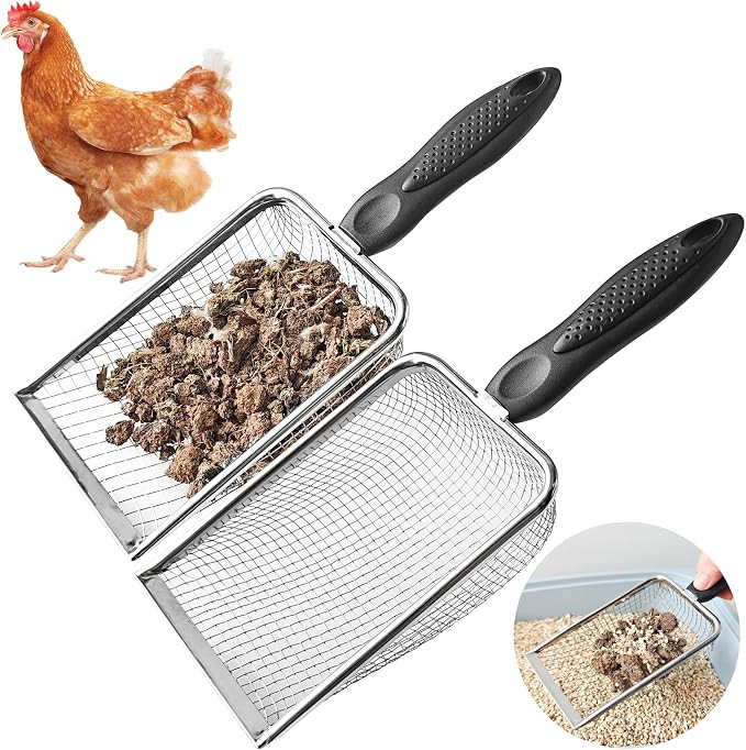 KOROI Chicken Poop Scooper - 2 Pack Chicken Coop Poop Scoop Shovel with 3.8mm & 5mm Mesh,Metal Ch... | Amazon (US)