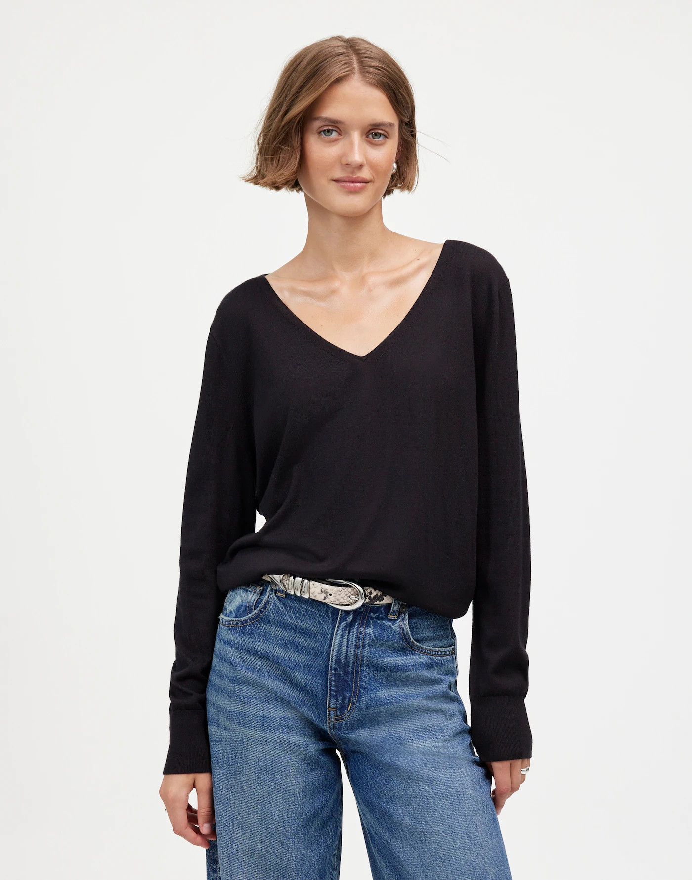 Merino Wool-Silk Blend V-Neck Sweater | Madewell | Madewell