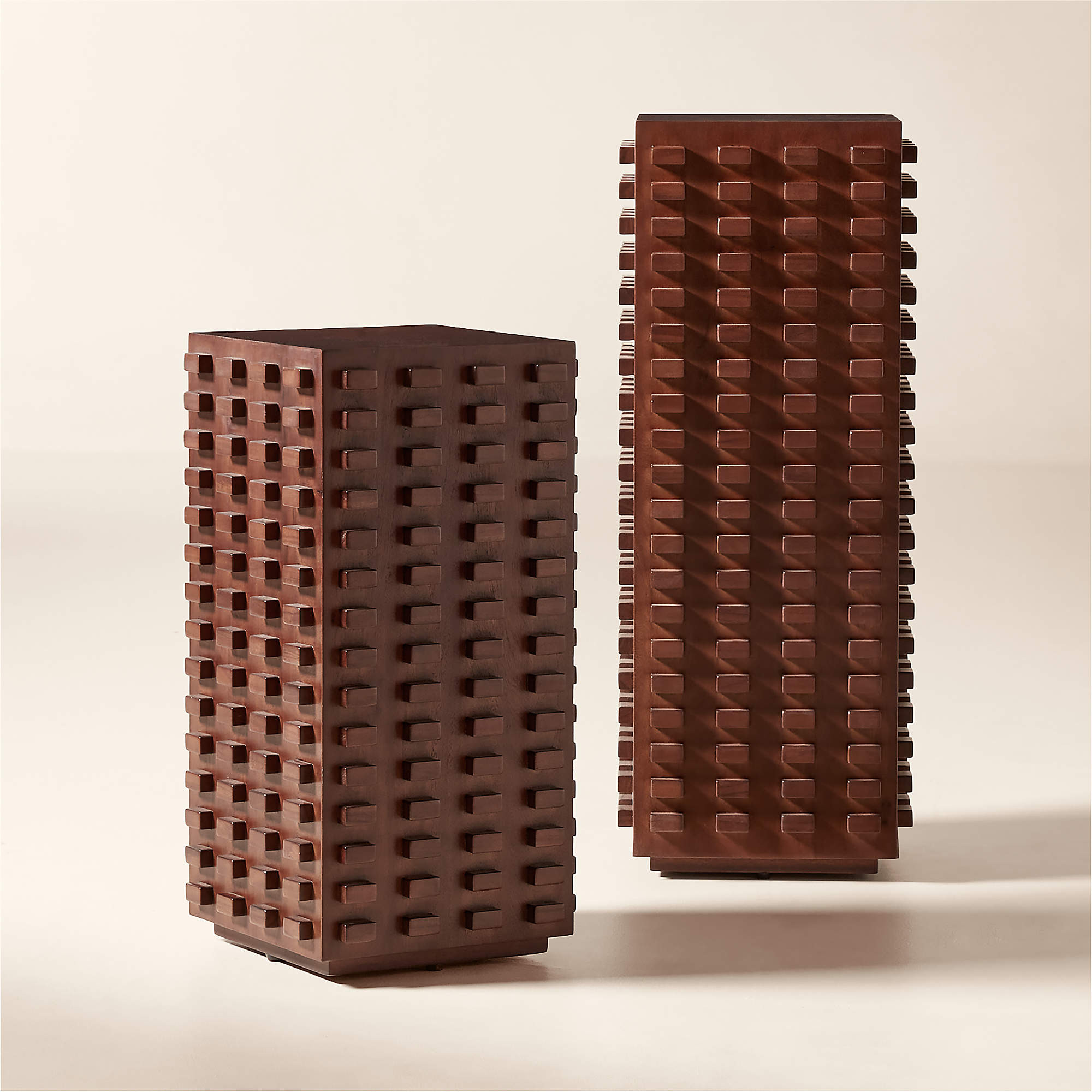 Toron 2-Piece Dark Brown Acacia Wood Pedestal Table Set + Reviews | CB2 | CB2