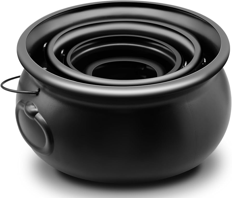 4 Pieces Set 12" 10" 8" 6" Plastic Black Cauldron Kettle Halloween Candy Bowl, Large Witch Cauldr... | Amazon (US)