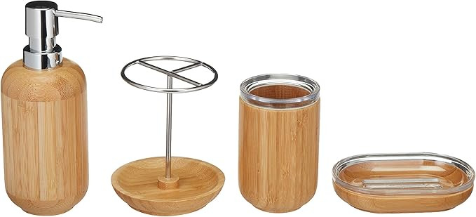 Amazon Basics 4-Piece Bamboo Bathroom Vanity Set, Round | Amazon (US)