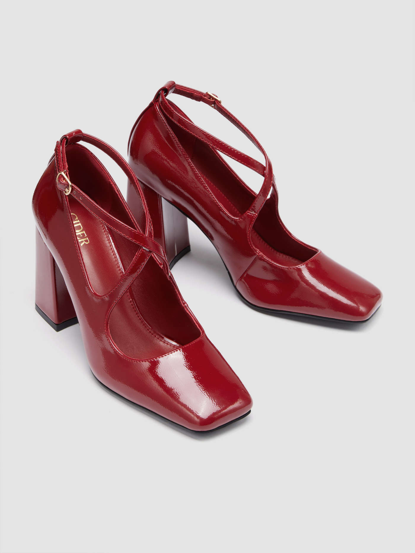 CROSS-STRIPED MARY JANE HEELS | Cider