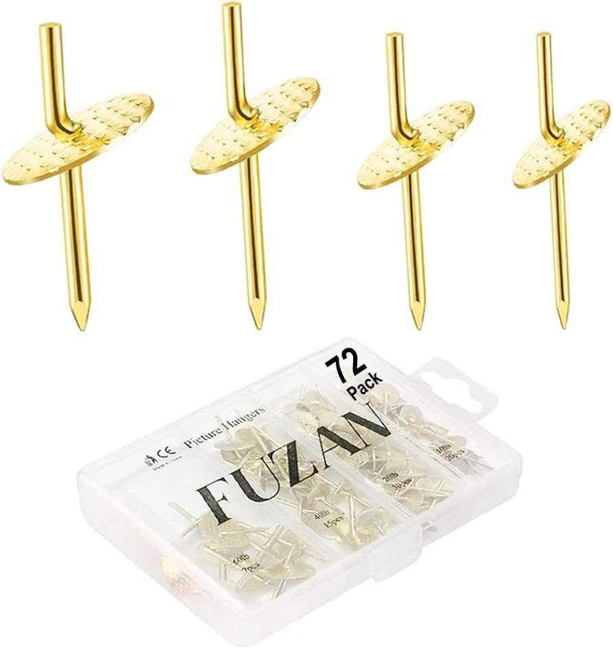 72 pcs Picture Hangers with 10-60lbs, Assorted One Step Picture Hangers, Iron Alloy Nail Hooks, P... | Amazon (US)