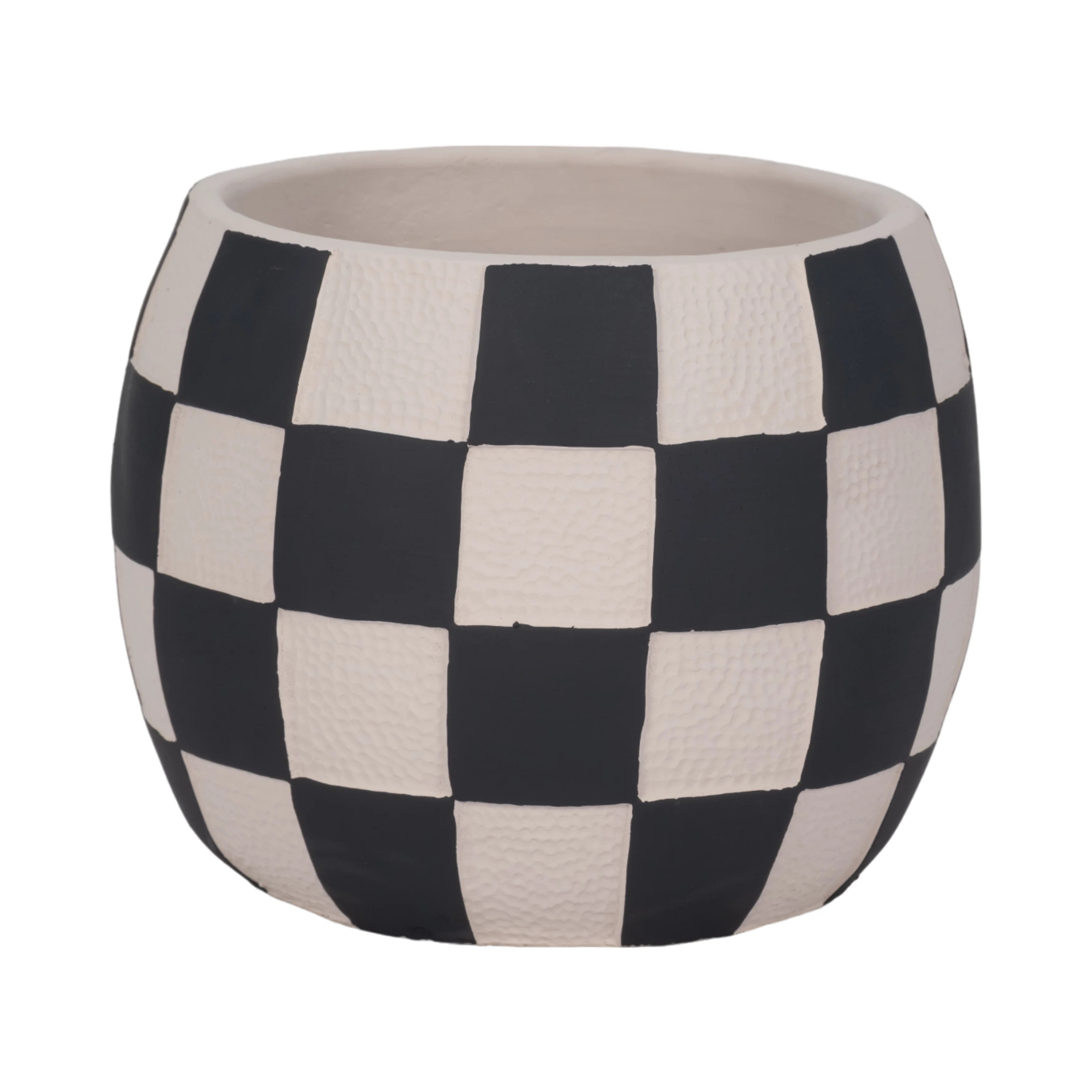 Ebern Designs Checkerboard Rounded Planter, Black/White | Wayfair | Wayfair North America