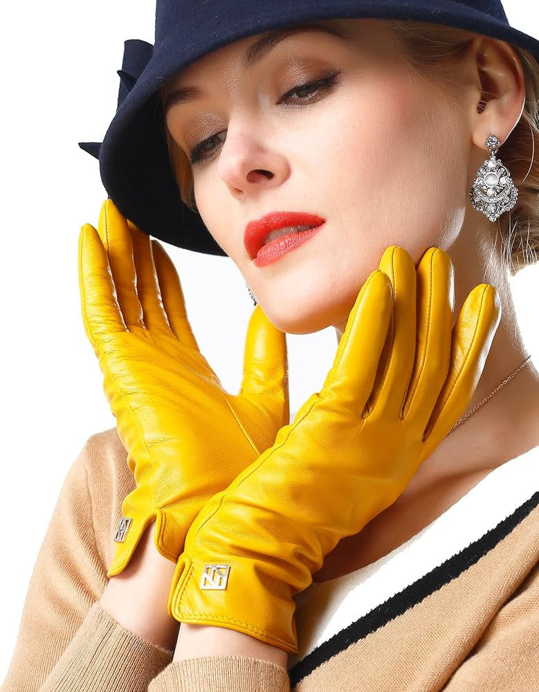 Women's Italian Leather Gloves Lambskin Winter Comfort Gloves (Touchscreen or Non-Touchscreen) | Amazon (US)