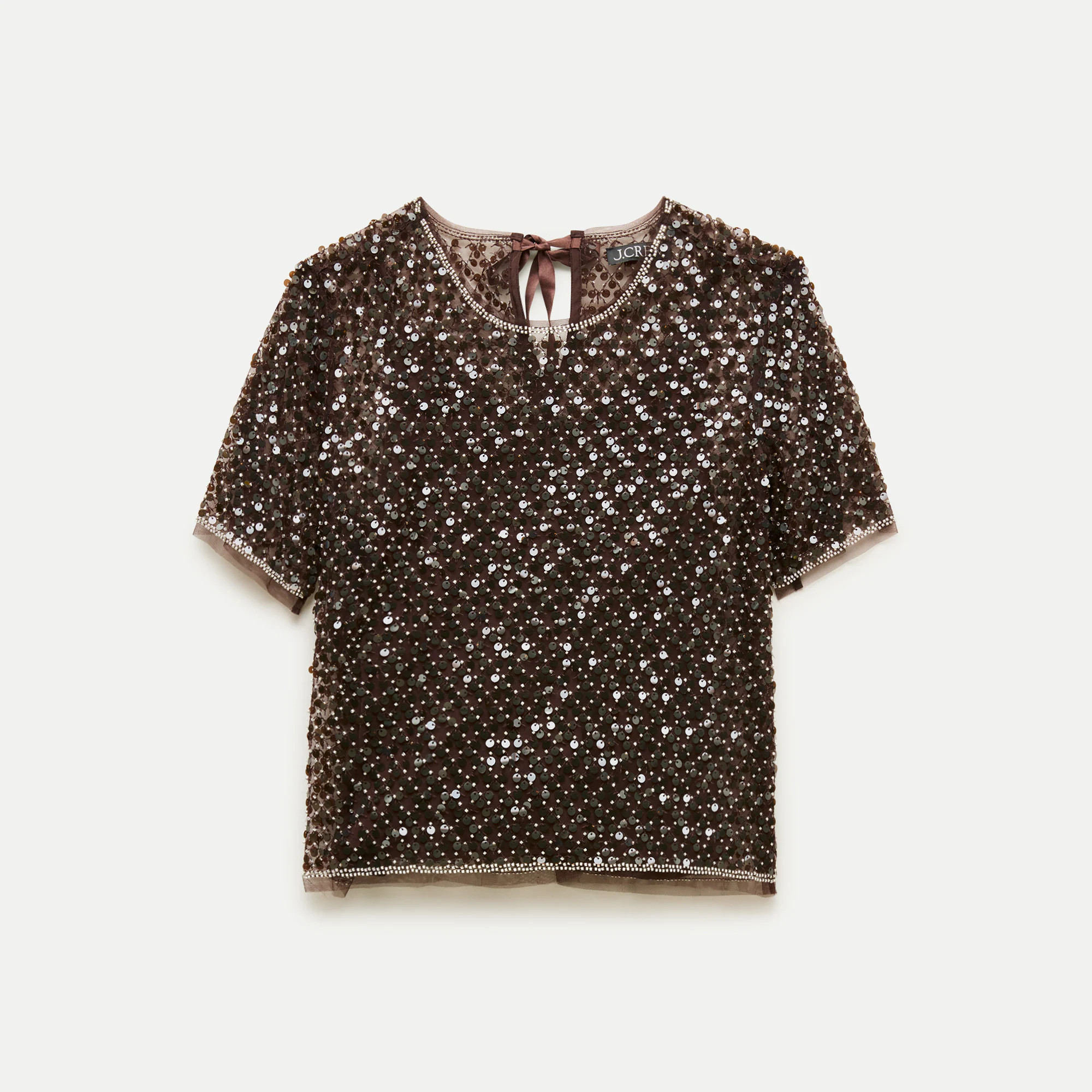 Embellished tulle short-sleeve top | J. Crew US