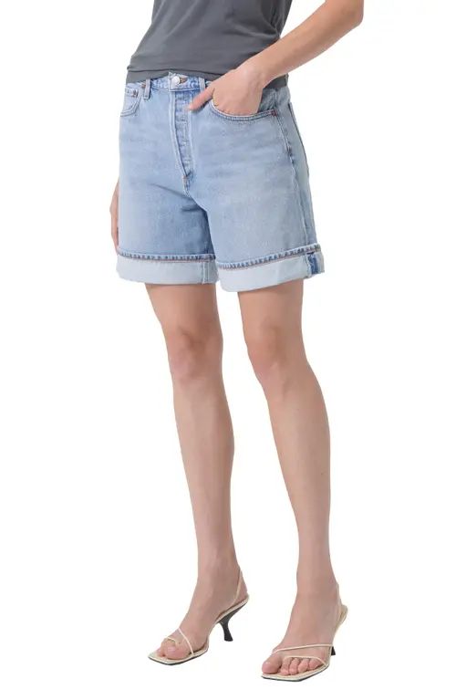 AGOLDE Dame High Waist Mid Length Relaxed Denim Shorts in Tension at Nordstrom, Size 24 | Nordstrom