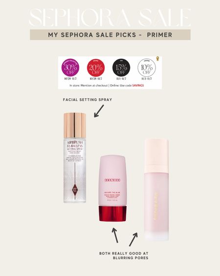 Favorite primers from the Sephora sale!

#LTKbeauty #LTKsalealert #LTKunder50