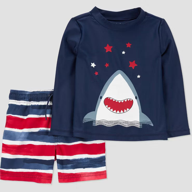 Carter's Just One You® Toddler Boys' 2pc Shark Rash Guard Set - Blue | Target