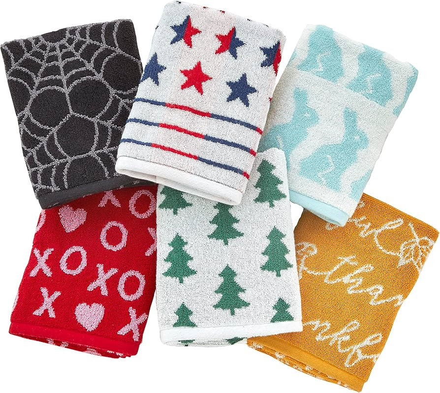 SKL Home Seasonal Jacquard Hand Towel Gift Set, 6 Count, Multicolored | Amazon (US)