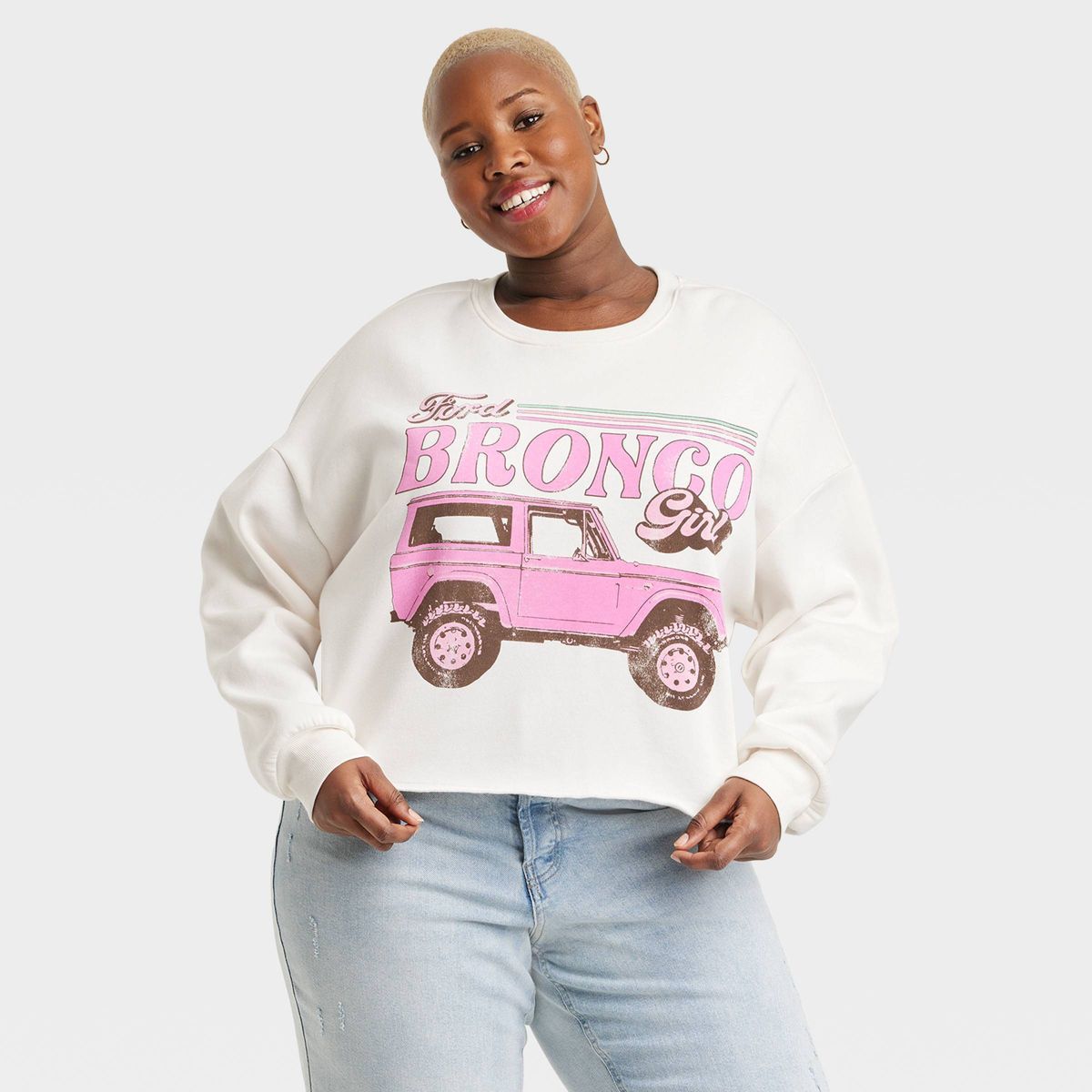 Women's Ford Bronco Girl Graphic Sweatshirt - White | Target