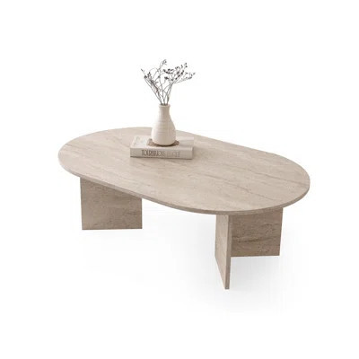 Stylish Coffee Table, Travertine Color, 50.4 x 16.5 x 31.5 inches | 100% Melamine Coated Particle Board, Thickness: 0.7 inches | Durable Particle Boar | Wayfair North America