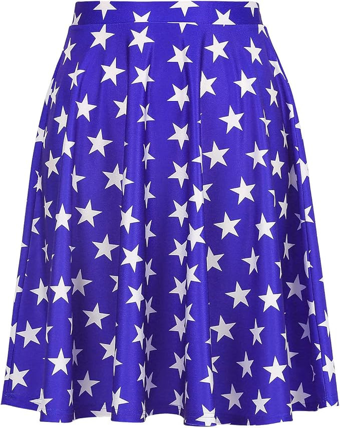 HDE Skirts for Women - Midi Skirt Skater Skirt Knee Length High Waist Fun Prints | Amazon (US)