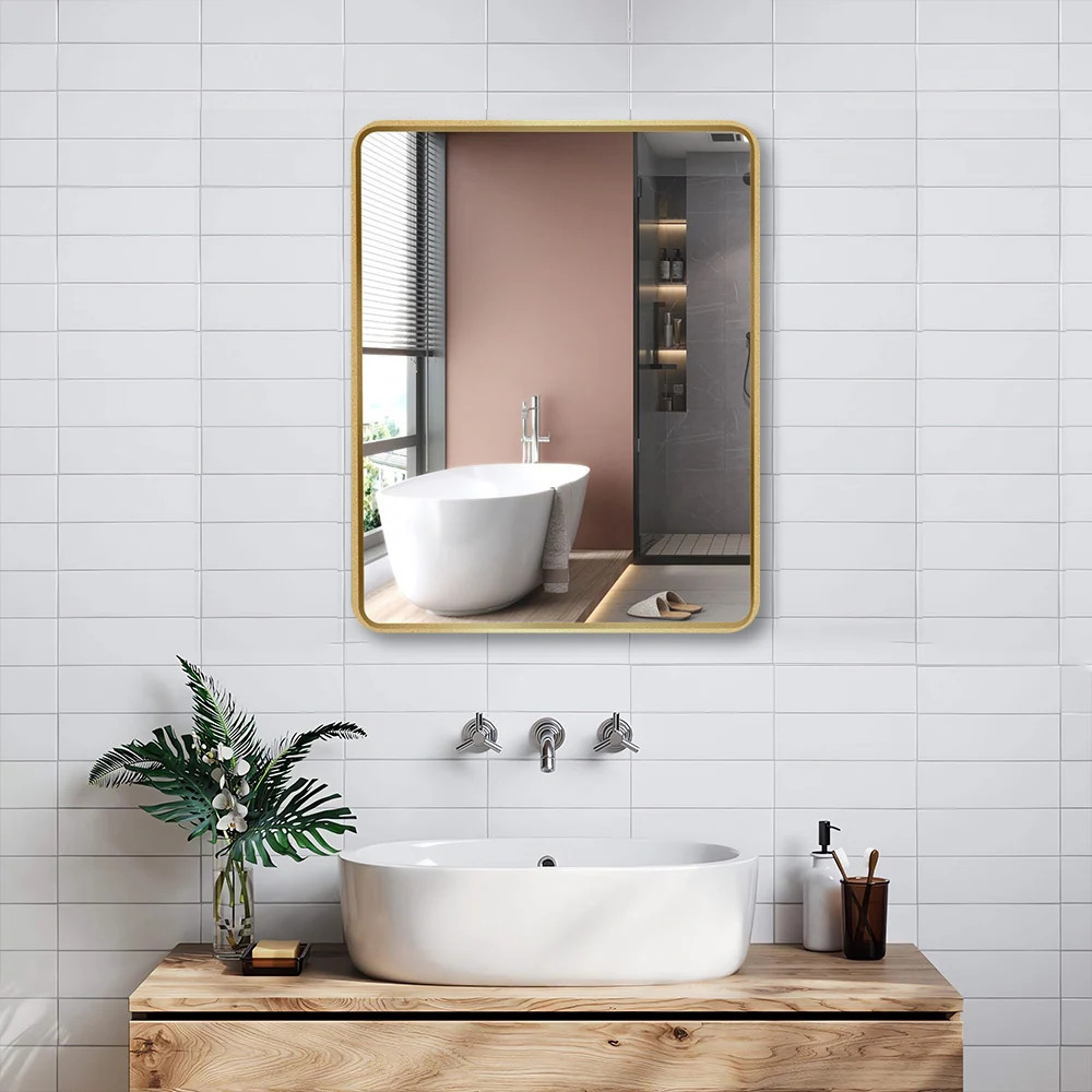 20 in. W x 28 in. H Golden Freamed Medicine Cabinet with Mirror | Bed Bath & Beyond