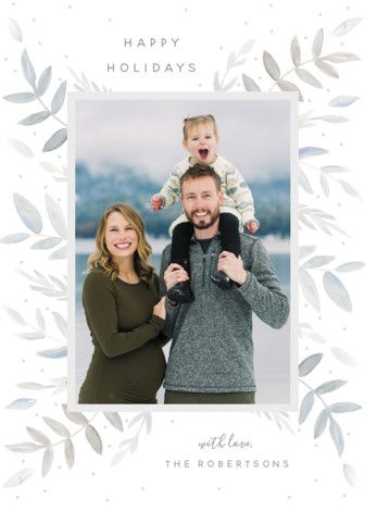 "Leaves in Winter" - Customizable Holiday Photo Cards in Gray by Jennifer Holbrook. | Minted