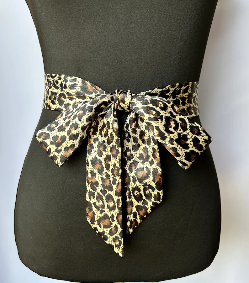 Satin Sash Scarf Leopard Cheetah Animal Print Hat Scarf Belt Scarf Purse Scarf - Etsy | Etsy (US)