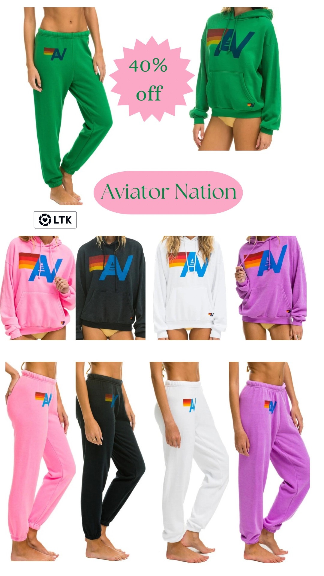 40% off with aviator nation


#LTKTravel #LTKSaleAlert #LTKSeasonal