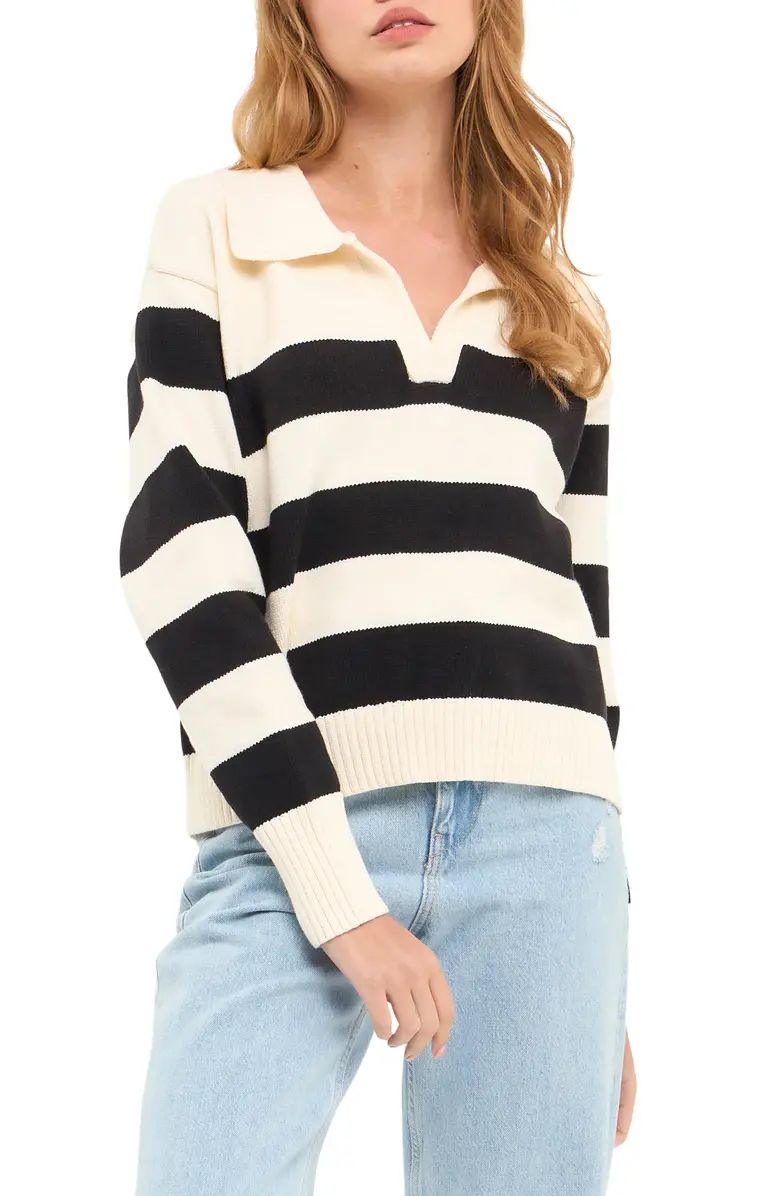 English Factory Stripe Polo Sweater | Nordstrom | Nordstrom