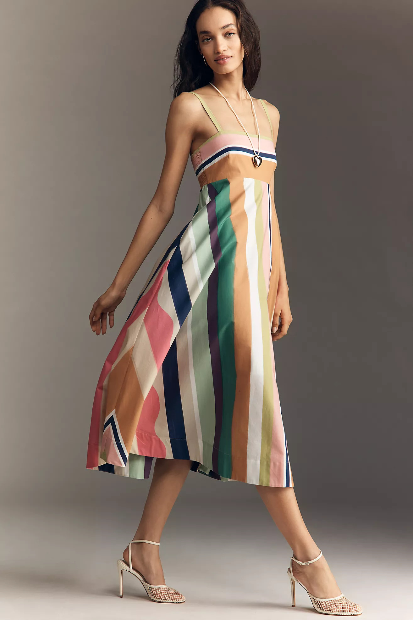 De Loreta Stripe Cotton Midi Dress | Anthropologie (US)