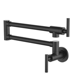 1.8 GPM Wall Mounted Pot Filler with Mounting Hardware, Double Handles and Ceramic Disc Cartridge... | The Home Depot
