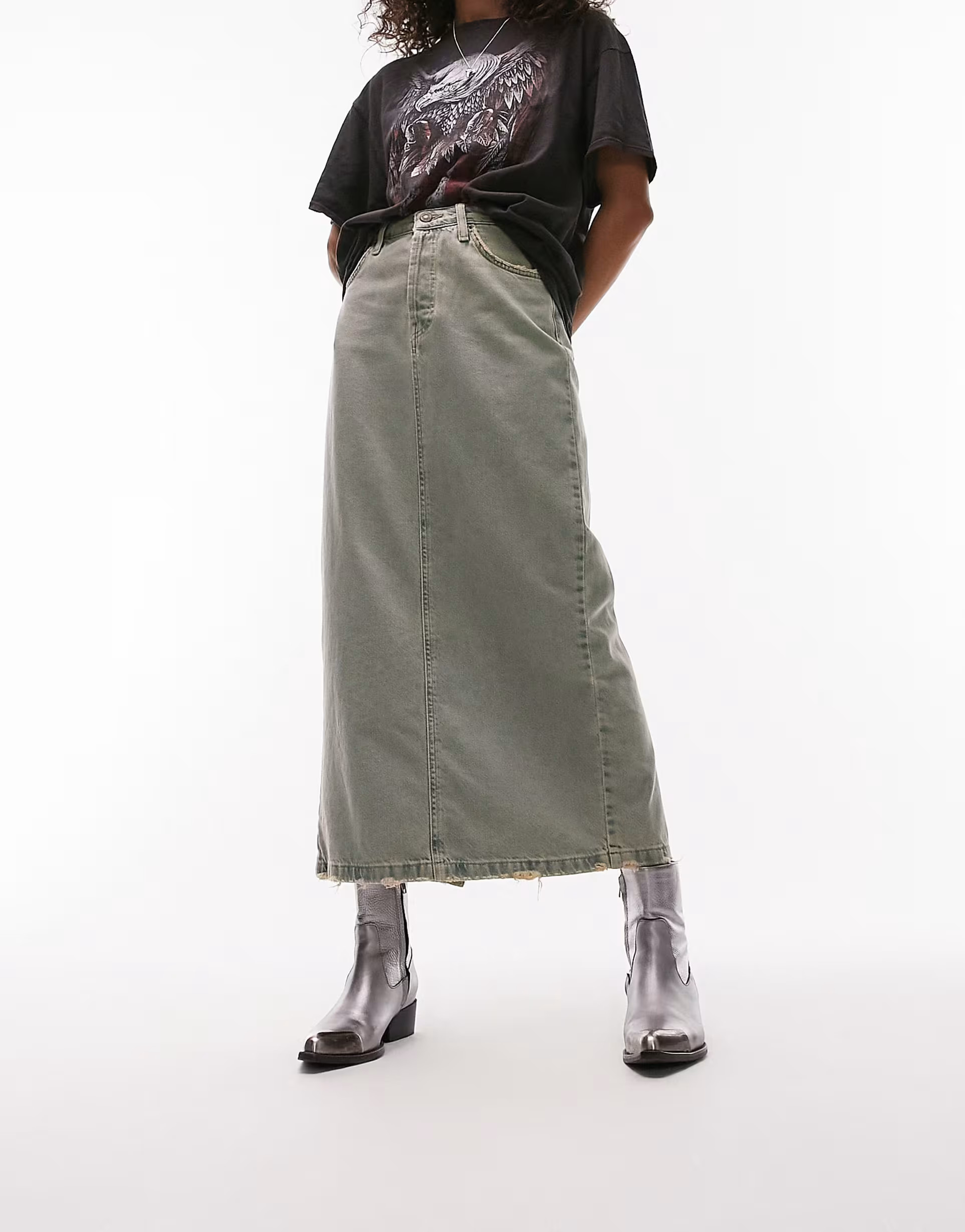 Topshop denim midi skirt in authentic blue | ASOS (Global)