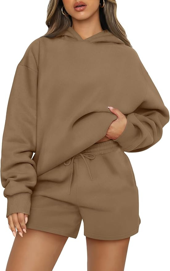 AUTOMET Womens 2 Piece Outfits Oversized Hoodies Sweatsuit Lounge Sets Casual Sweat Shorts Fall F... | Amazon (US)