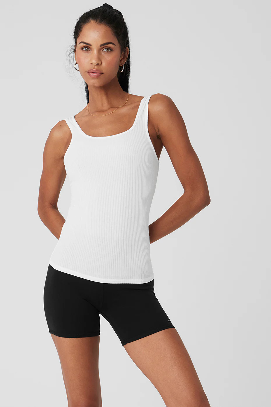 Alo YogaÂ® | Ribbed Sea Coast Scoop Neck Tank Top in White, Size: XS | Alo Yoga (US)