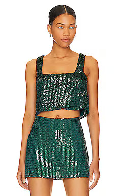 Show Me Your Mumu Tara Crop Top in Emerald Sequins from Revolve.com | Revolve Clothing (Global)