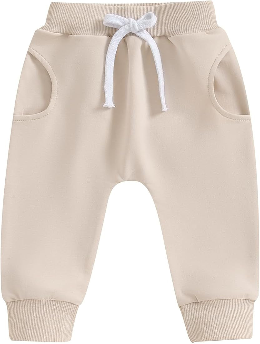 3Packs Unisex Baby Clothes Toddler Baby Boy Girl Joggers Pants Solid Drawstring Sweatpants Fall W... | Amazon (US)