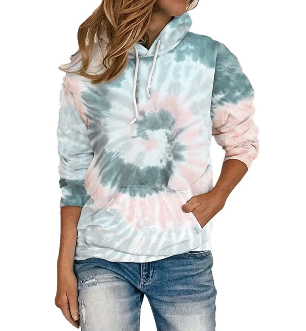 Women's Tie Dye Hoodies Casual Long Sleeve Loose Pullover Tops With Pockets | Walmart (US)