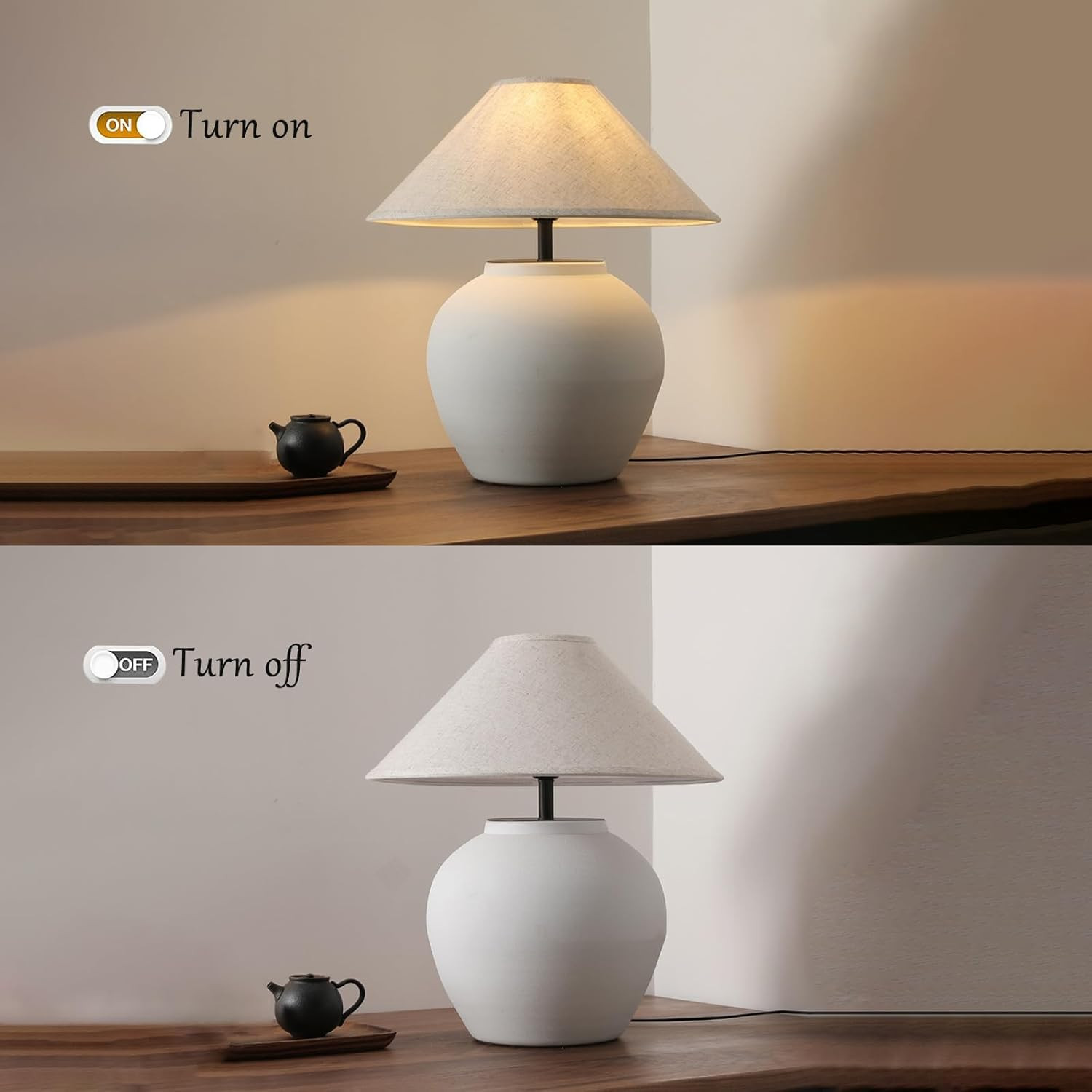 Farmhouse Table Lamps Black 18.8" Tall Ceramic Table Lamp Rustic Southwestern Clay Pot Ceramic La... | Amazon (US)