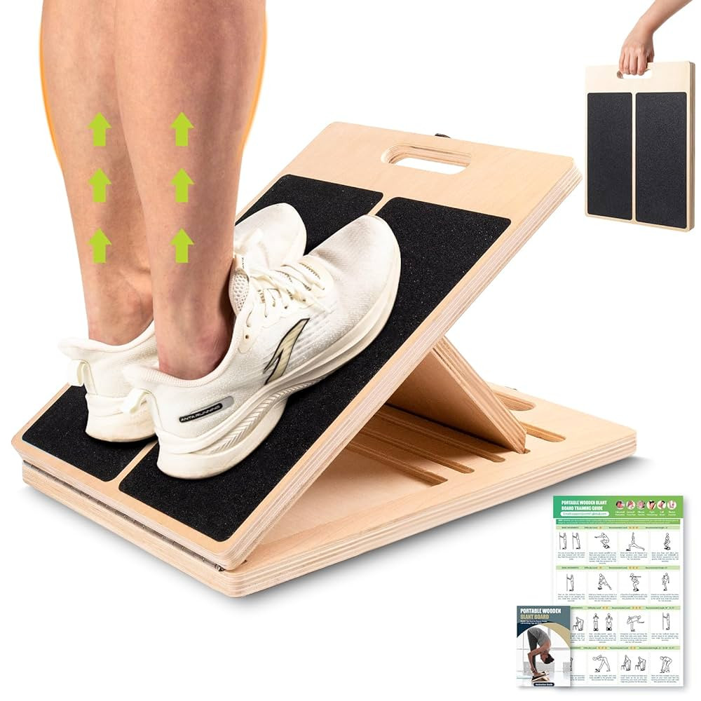 Slant Board for Calf Stretching, Adjustable Portable Wooden Incline Board for Calf Stretcher with... | Amazon (US)