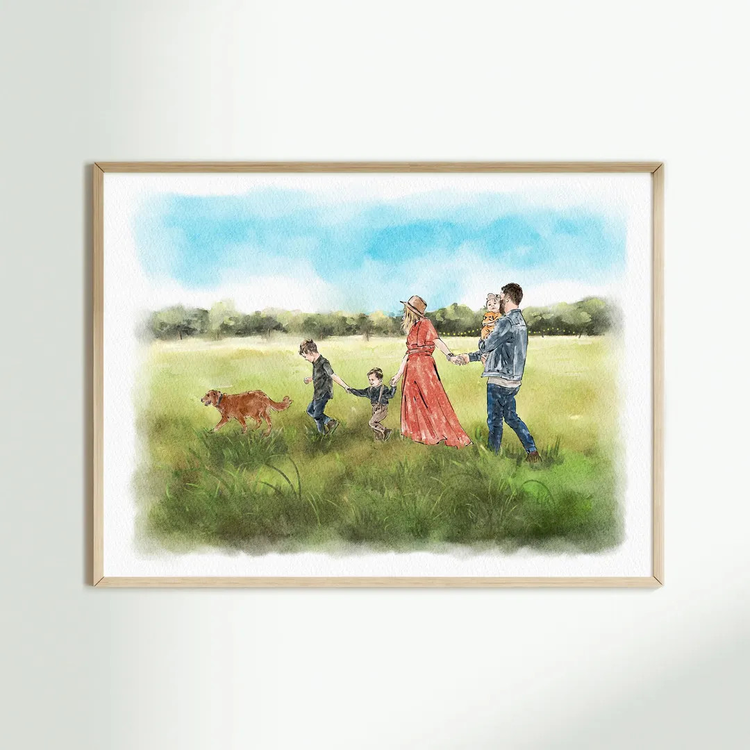 Custom Hand-Drawn Family Portrait from Photo, Watercolor Painting, Couple Portrait, Family Portra... | Etsy (US)