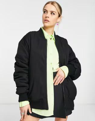 Topshop oversized bomber jacket in black | ASOS (Global)